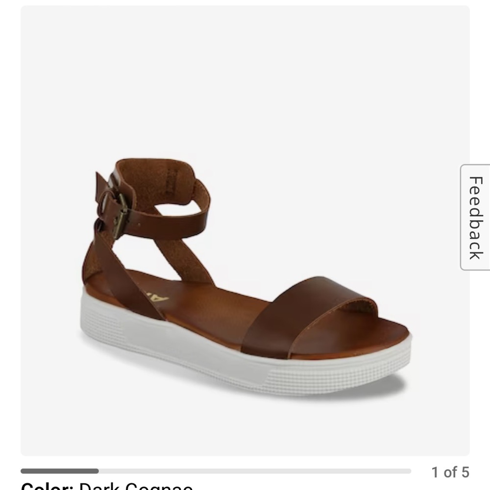 MIA Ellen Ankle Strap Sandal platform Women's Size 9 M, Cognac